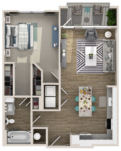 a rendering of our 1 bedroom apartment at the residences at silver hill in suitland, md